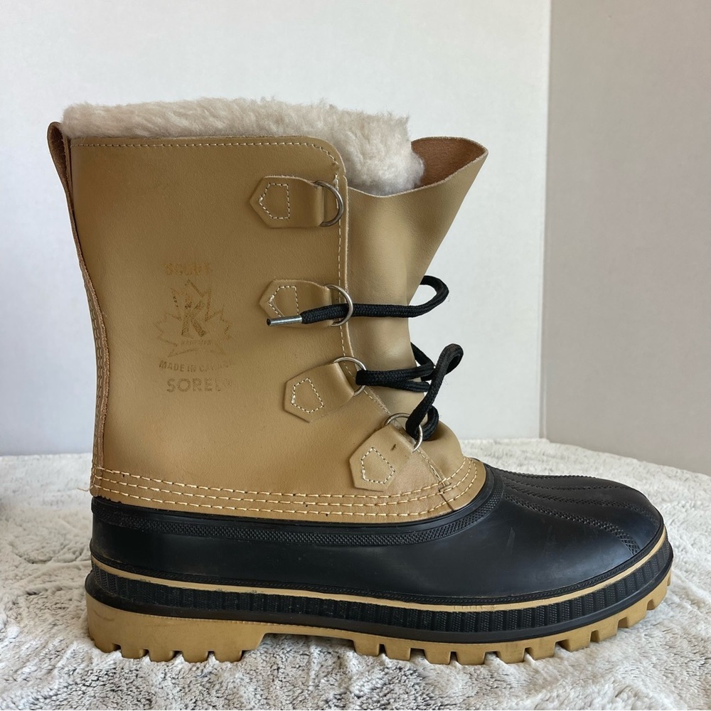 Vintage SOREL Buffalo Boots Mens 11 43 Brown Leather Wool Lined Snow Canada